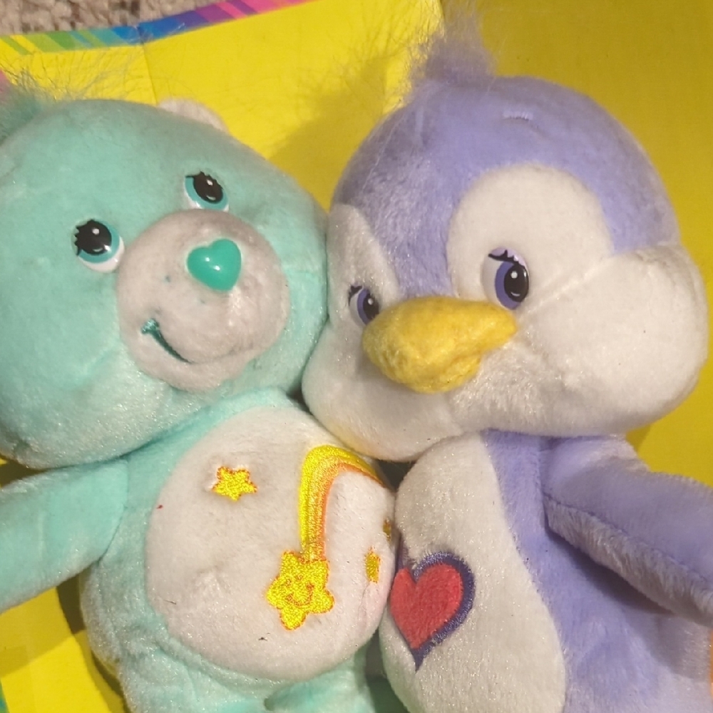 Care Bears 2003 Wish Bear and Cozy Heart Penguin Plush Duo - Picture 14 of 14
